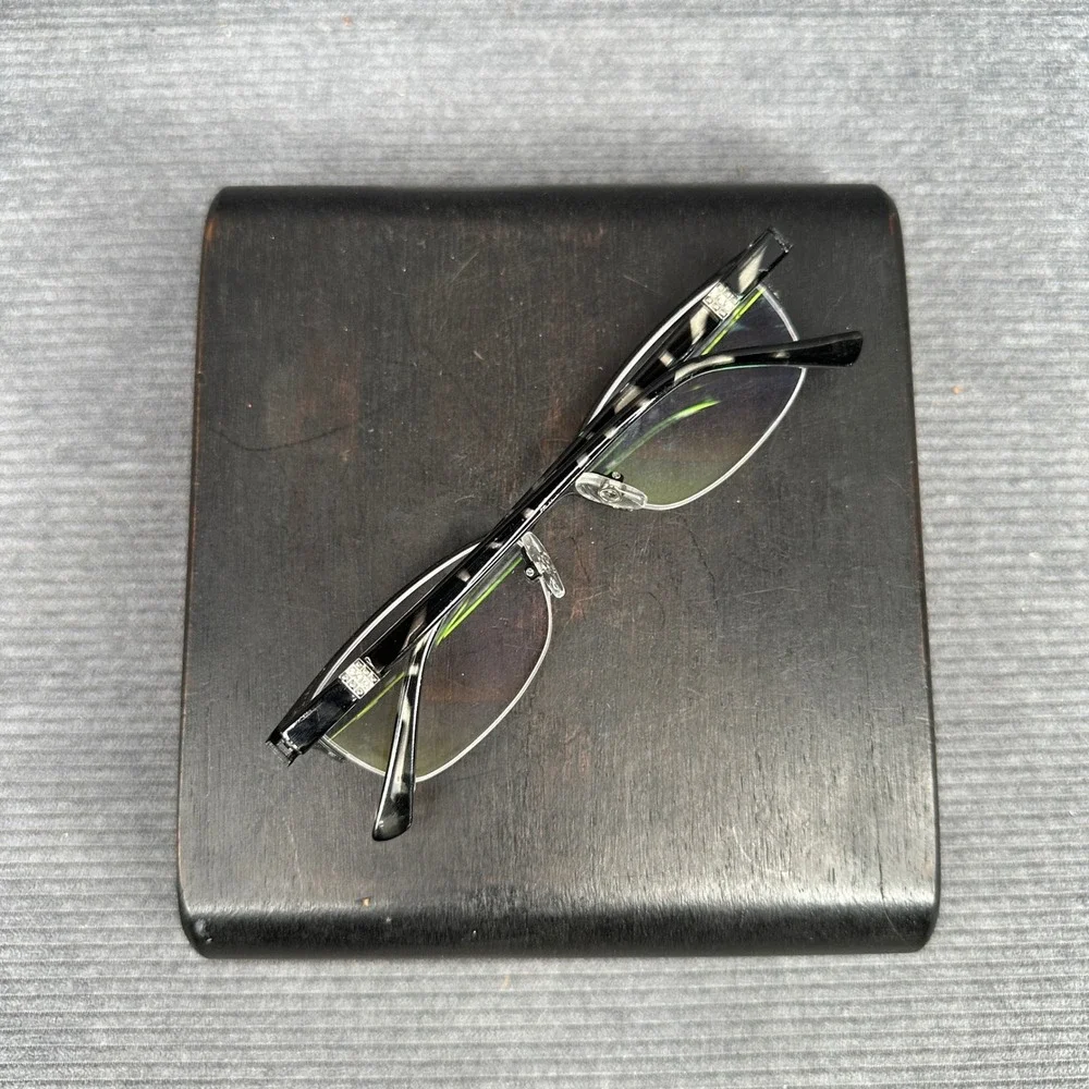 Design Optics Black Tortoise Semi Rimless Cat Eye y2k Reading Glasses SS0116 vtg